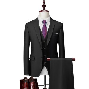 3pc slim casual groom dress suit