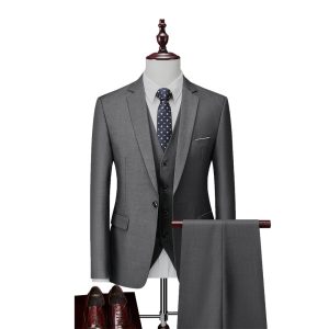 3pc slim casual groom dress suit