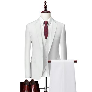 3pc slim casual groom dress suit