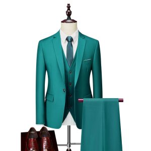 3pc slim casual groom dress suit