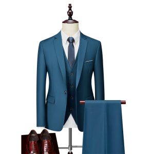 3pc slim casual groom dress suit