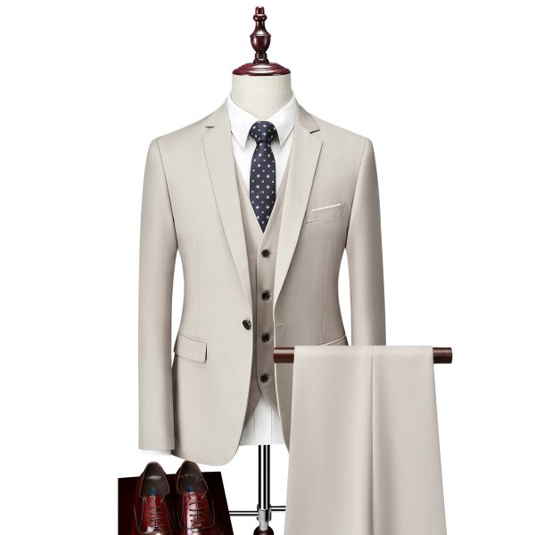 3pc slim casual groom dress suit